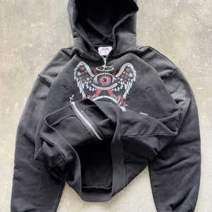 Y2K sweat à capuche zippé complet personnaliser lavage à l'acide impression en détresse sweat à capuche chrétien hommes femmes respirant anti-rétrécissement sweat - Product Image 4