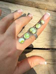 Anillo certificado 925 Palamino turquesa, cabujón de piedras preciosas de forma redonda, anillo hecho a mano a granel de gran tamaño, anillo de plata 925 Turquesa - Product Image 3