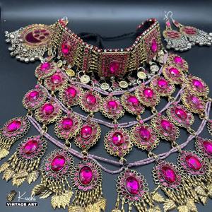 Collar de Mujer Estilo Afgano, Hecho a Mano, con Cuentas de Vidrio Bohemias, Tribal, Étnico, Vintage, para Fiestas - Product Image 4