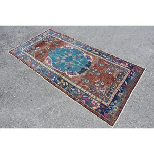 Alfombra turca clásica marrón azul de área grande 3,6X7,6 pies lana látex Rectangular Patchwork para sala de estar pasillo alfombra de habitación - Product Image 3