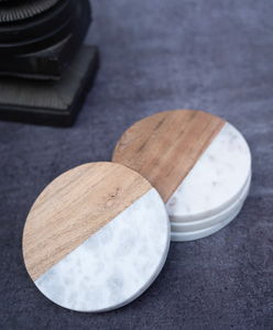 Sous-verres en marbre et bois d'acacia de taille personnalisée, écologiques, faits à la main, style campagnard, excellente qualité, articles décoratifs de table, tapis et coussinets - Product Image 6