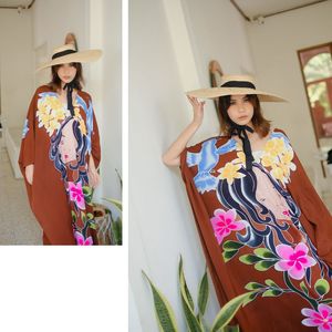 Stylish womens kaftan with hand painted details perfect for home wear special occasions beach outings or relaxed gatherings - Product Image 3