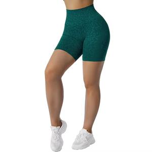 Pantalones cortos de Yoga sin costuras de cintura alta para mujer, pantalones cortos de gimnasio para levantamiento de glúteos, pantalones cortos transpirables para entrenamiento - Product Image 3