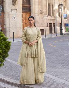 Vestido Sharara de trabajo de terciopelo Simar Real de la moda Maruti de las mujeres paquistaníes indias fiesta de boda ocasional tamaño libre cosido - Product Image 2