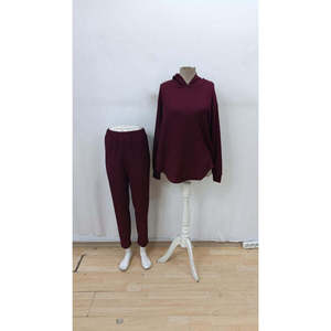 Conjunto de Dos Piezas para Mujer, Blusa Meloni con Capucha y Pantalones de Manga Larga, 29949 - Borgoña - Product Image 5