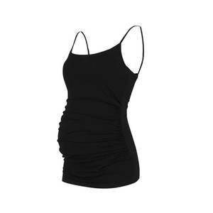 Camiseta sin mangas para mujer, camisola fruncida de maternidad, camisa básica sin mangas para embarazo, camisetas elásticas de Yoga atléticas, capas informales de entrenamiento - Product Image 4