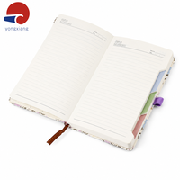 Carnet personnalisé en cuir PU, couverture rigide, ligné, avec couverture florale couleur, intercalaires et bande élastique