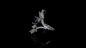 Pear Cut Lab Grown Diamond <b>Ring</b> with Brilliant Side Stones Solid Gold <b>Rhodium</b> Plated | Luxury Gift Party <b>Ring</b> for Women - Product Image 3