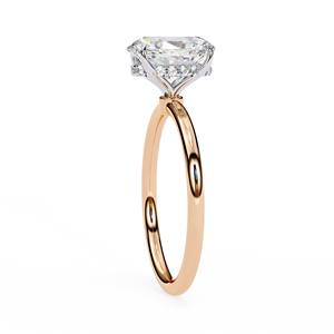 Anillo de compromiso de latón de estilo clásico Diamante solitario de corte ovalado delicado con joyería de mujer chapada en oro rosa de Halo oculto - Product Image 3