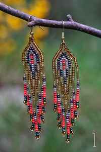 Pendientes de cuentas de semillas de Inga Pendientes largos tribales bohemios elegantes - Product Image 3