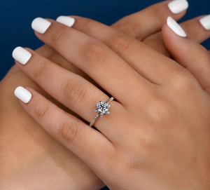 Bague de fiançailles en or jaune 14 carats avec halo de diamants de laboratoire ronds, 1,21 CTW, VVS2, F, certifiée IGI, plaquée rhodium, vente en gros pour femmes - Product Image 5