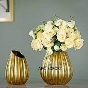 Vases à fleurs décoratifs fantaisie de créateur en noir doré Style de qualité exclusif pour les occasions de mariage Fourniture indienne - Product Image 6