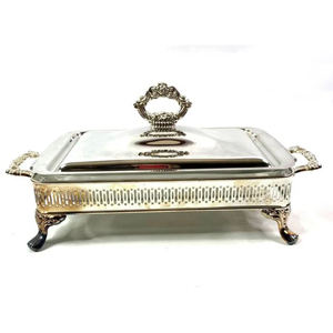 จานโลหะชุบแข็งตกแต่งงานแต่งงานสุดหรู,จานกับข้าวพร้อมที่ตั้งสุดหรูและสีทองสำหรับบุฟเฟ่ต์ - Product Image 3