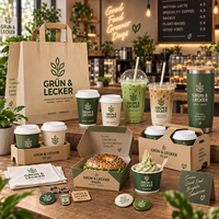 Gobelets à matcha jetables AT PACK avec gobelets en papier personnalisés, gobelets en plastique, sacs à emporter et fournitures d'emballage pour café