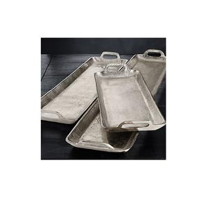 Plateau de service de fruits dorés avec poignée pour la maison Plateau de service rond Plateau de service de nourriture en aluminium plaqué or pour prix de gros - Product Image 4