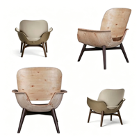 LIDENG Factory Custom Modern Leisure Living Room Eucalyptus Plywood Curved Design Chair Sofa Frames Dining Table Home Furniture