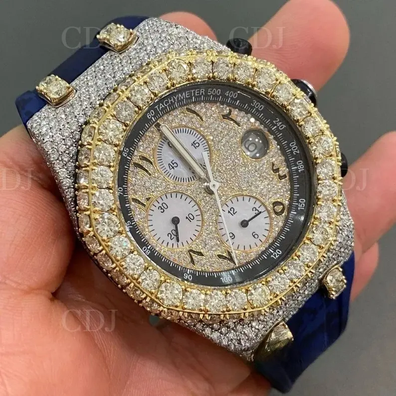 Luxury Round Cut Lab Grown Iced Out Diamond Custom Hip Hop Watch High Quality Designer Watch For Men Manufacturer From India