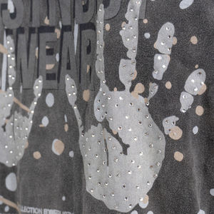 High Quality Diamond Tee Distressed <b>Sleeveless</b> Cropped <b>T</b>-<b>Shirt</b> Custom Acid Wash Rhinestone Print <b>Mens</b> Tee - Product Image 4