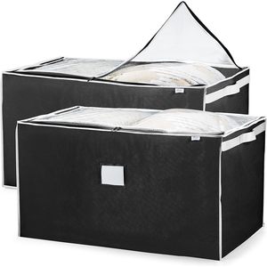 Set di 2 Grandi Borse Organizer in PVC e Tessuto per Conservazione Vestiti e Biancheria da Camera da Letto - Product Image 1