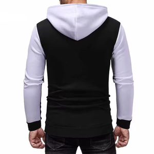 Sweat à capuche zippé coupe ajustée pour hommes polaire unisexe de haute qualité couleur unie blanc côtelé manchette fermeture éclair sweats à capuche à manches longues pour hommes - Product Image 5