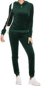 Conjunto de terciopelo de 2 piezas de otoño Top corto Sudadera con capucha rosa de terciopelo Pantalones de dos piezas Conjunto de jogging Chándal de terciopelo para mujer Sudadera con capucha Chándal - Product Image 4