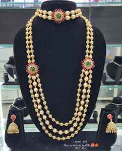 ENSEMBLE DE BIJOUX INDIENS TRADITIONNELS ET À LA MODE EN CUIVRE ENSEMBLE DE BIJOUX DE MARIAGE POUR FEMMES BOUCLES D'OREILLES ET COLLIER - Product Image 2