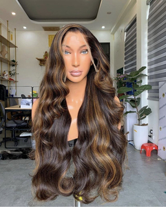 <b>Brown</b> Piano Color <b>Wig</b> Vietnamese HD Luxury Lace Cuticle Aligned Remy Hair Single Weft Extensions - Product Image 1