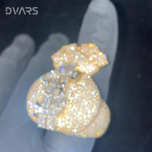 Bague de championnat hip-hop pour homme, personnalisée, faite à la main, design sac à argent, rappeur, véritable moissanite VVS, argent sterling, sertie à griffes, pour mariage - Product Image 2