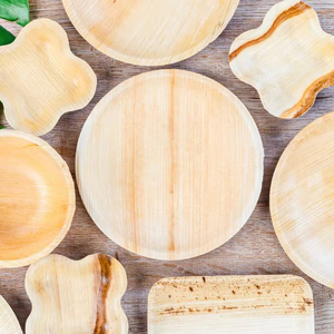 Elegantes platos desechables de hojas de areca-platos de cena rústicos y compostables para bodas, cumpleaños, eventos de catering - Product Image 1