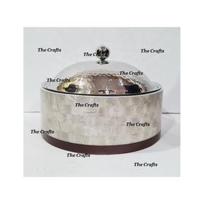 Maravilloso Diseño de Olla Caliente de Madera y Acero con Incrustaciones de Nácar para Servir Comida - Product Image 3