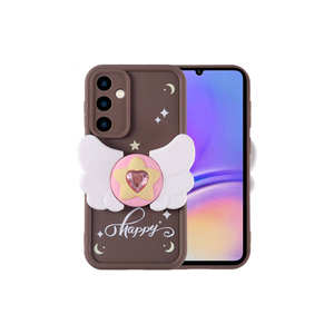 Coque arrière en silicone marron foncé pour Galaxy A05S avec protection d'appareil photo et motif figuratif, étui liquide pour modèles A53 A34 A03S A24 A22 - Product Image 1