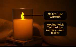 Bougie pilier en verre doré acrylique LED |   Bougie pilier LED sans flamme à effet de flamme vacillante réaliste, bougie dorée - Product Image 3