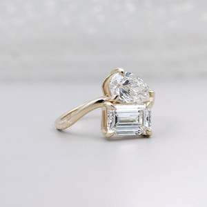 IGI Certified Emerald Cut Engagement <b>Ring</b> with Pear <b>Diamond</b> Elegant <b>Diamond</b> <b>Rings</b> Collection - Product Image 3
