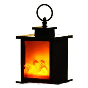 Lampe de modélisation de flamme de cheminée créative à LED Décoration de style nordique Ornements de Noël Mini lanterne Veilleuse de table de bureau