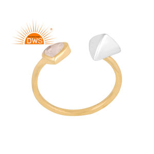Último diseño hecho a mano 18K chapado en oro Natural Arco Iris Luna piedra anillo ajustable Demi joyería fina para mujer regalo para ella - Product Image 4