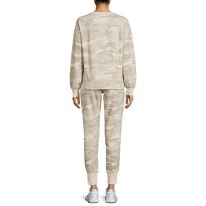 Ensemble 2 pièces pour femmes sweat-shirt en jersey brossé solide et pantalon de jogging à manches longues au-dessus du genou survêtements respirant pour l'hiver - Product Image 3