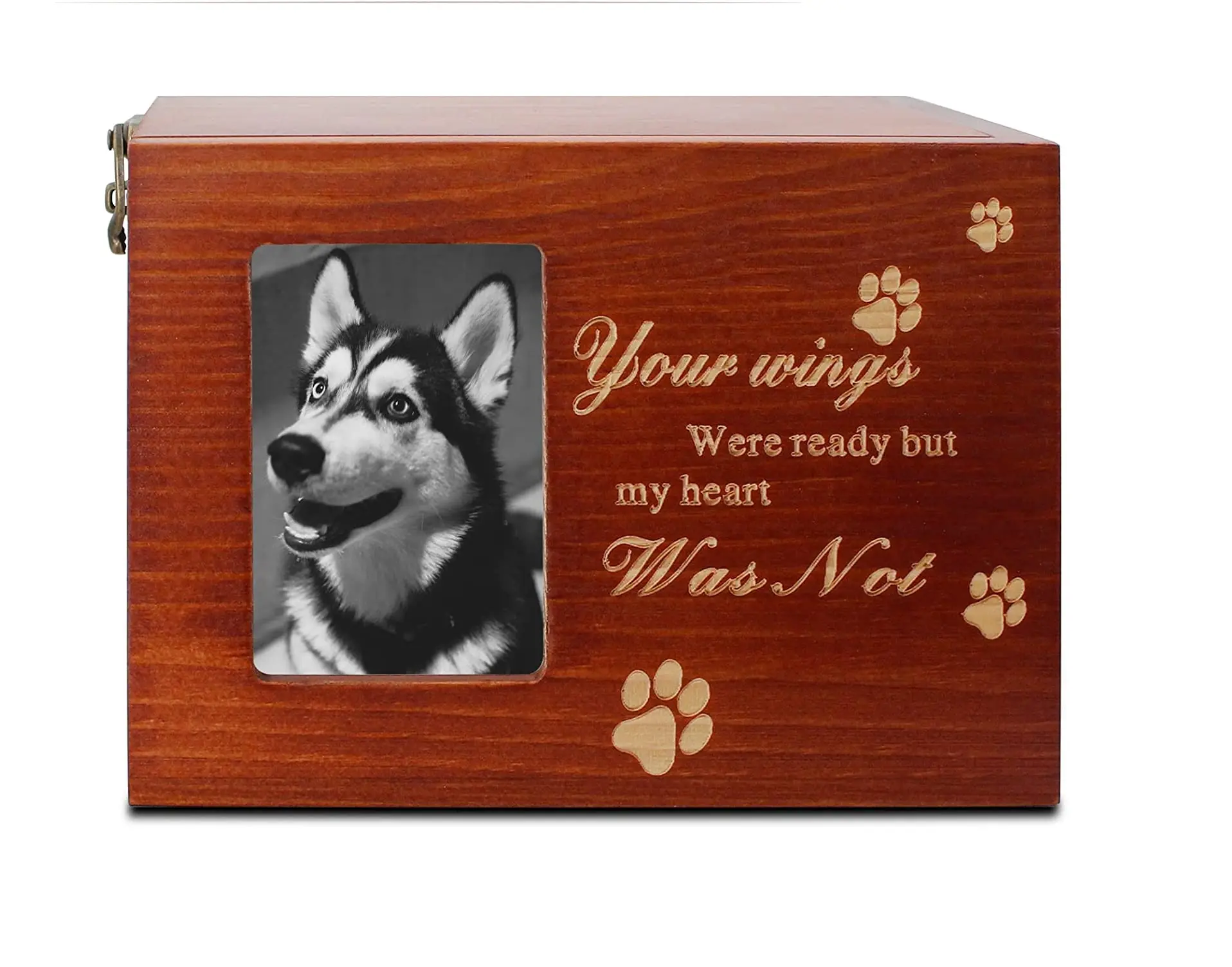 Pet Memorial Urns for Dog or Cat Ashes, Wooden Funeral Cremation Urns with Photo Frame, Memorial Keepsake Memory Box with Black