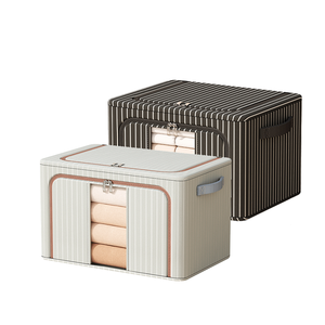 Sọc Vải Lưu Trữ <span class=keywords><strong>Box</strong></span> Với Khung Kim Loại Có Thể Gập Lại Linen Tủ Quần Áo Tổ Chức Và Quần Áo Lưu Trữ Thùng - Product Image 1