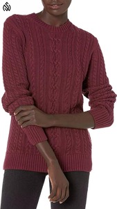 Pull en maille classique pour femme, col rond, jersey respirant de calibre 12, épaules tombantes pour l'hiver - Product Image 2