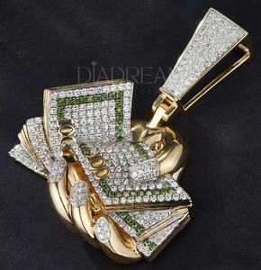 Superbe pendentif personnalisé pour homme, style hip-hop, plaqué or, bijoux fins, diamant, charme en argent sterling 925 - Product Image 1