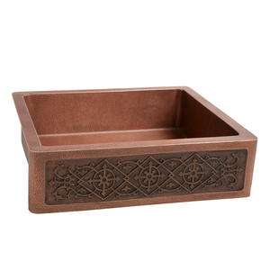 Lavello Artigianale in Rame Stile Antico per <span class=keywords><strong>Cucina</strong></span> di Villa, Design Grembiule Frontale a Vasca Singola o Doppia con Bacino Martellato - Product Image 5