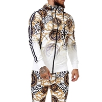 Sublimación Hombres Chándales EE. UU. Tamaño Pullover Flare pantalones de chándal con cremallera completa chándal con capucha OEM Custom Gym Sweat Suit Poliéster