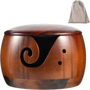 Handmade Wave Hole Storage Sewing Holder Yarn Crochet Hand <b>Knitting</b> Wooden Yarn <b>Bowl</b> From Indian Exporter and Manufacturer - Product Image 3