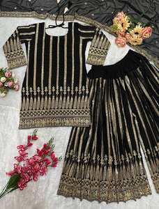 Collection de salwar kameez pour femmes, style ethnique indien moderne, broderie lourde, sharara, gharara, palazzo pour les fêtes, nouvelle tenue de soirée - Product Image 5