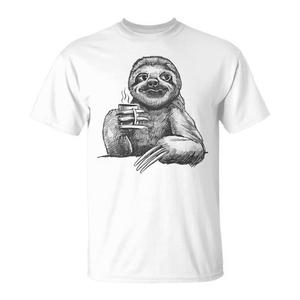 Camiseta Premium con Diseño de Perezoso y Taza de Café, Animal Perezoso Adorable para Promociones - Product Image 1