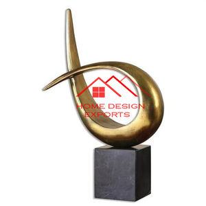 Accessoires de décoration de table de café de bureau à domicile au prix de gros sculpture de base en marbre de feuille de métal fini doré - Product Image 6