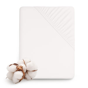 Drap-housse 100% coton, 200 fils, doux et lavable en machine, tissu naturel, literie - Product Image 1