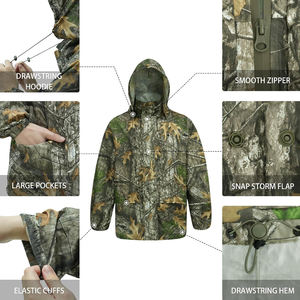 Traje de lluvia de camuflaje impermeable para hombre, equipo de lluvia ligero transpirable para senderismo y Camping - Product Image 3