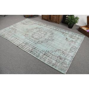 Alfombra Turca Vintage de 5x8.4 pies, Alfombra Grande, Alfombra de Lana Azul - Product Image 4