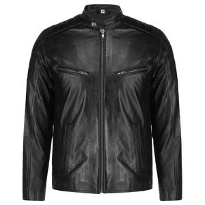 Chaqueta de Cuero Genuino para Hombre, Estilo Casual, Cuello Alto, Cierre de Cremallera, Color Sólido, Nueva Moda 2026, Manga Larga, Chaqueta de Cuero de Invierno para Hombre - Product Image 1